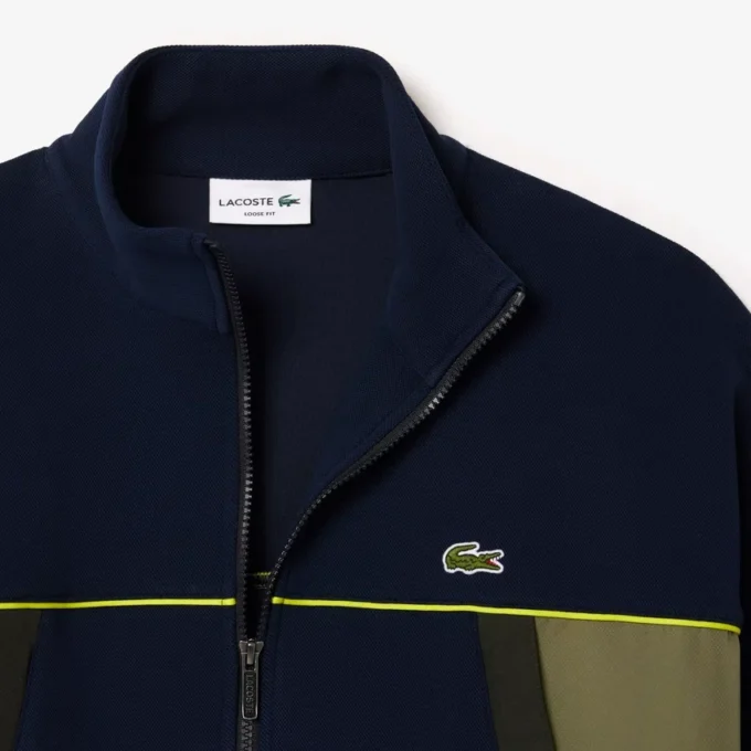Sudadera de piqué con cremallera y corte holgado para hombre