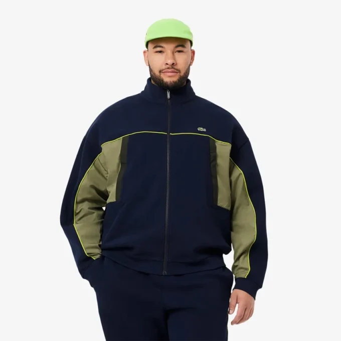 Sudadera de piqué con cremallera y corte holgado para hombre