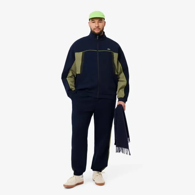 Sudadera de piqué con cremallera y corte holgado para hombre