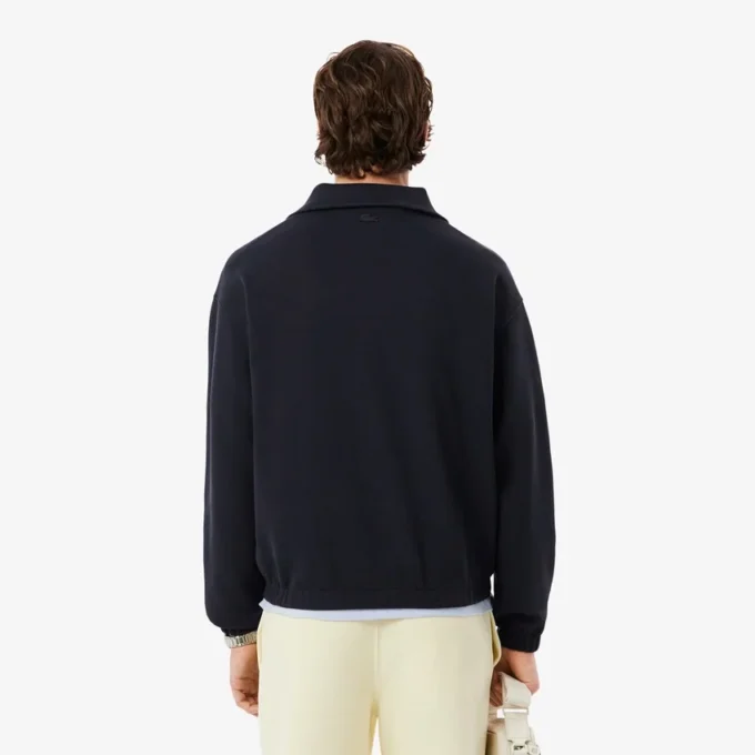 Sudadera de piqué con cuello con cremallera y corte holgado