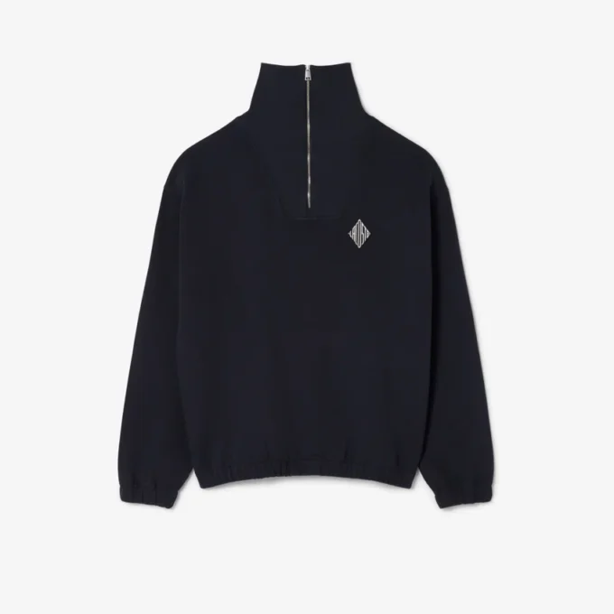 Sudadera de piqué con cuello con cremallera y corte holgado