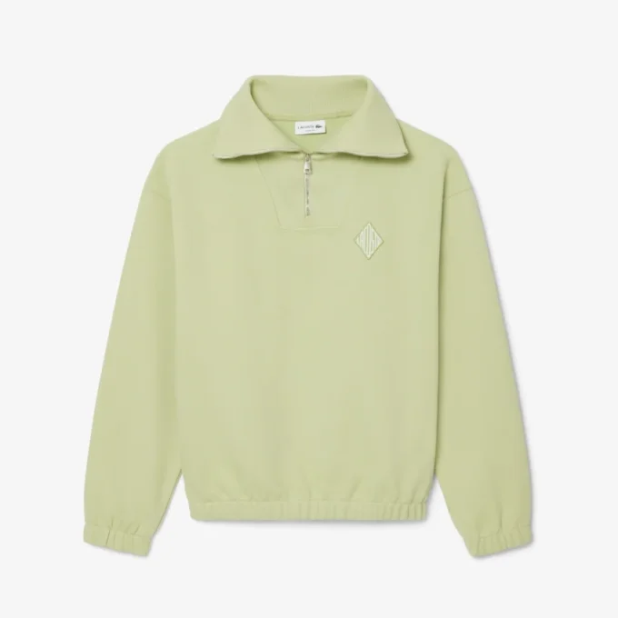 Sudadera de piqué con cuello con cremallera y corte holgado