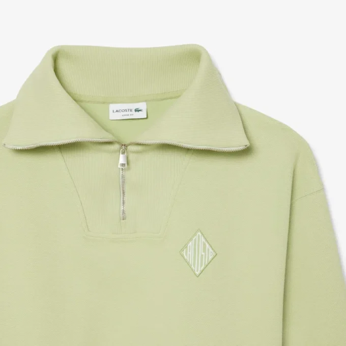 Sudadera de piqué con cuello con cremallera y corte holgado