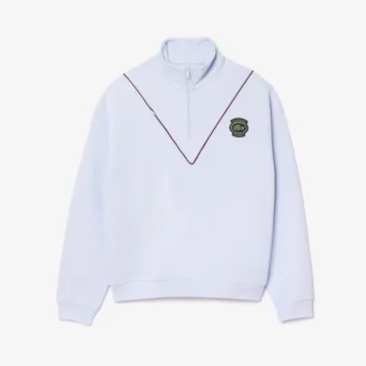Sudadera de piqué con cuello de cremallera y corte holgado para hombre