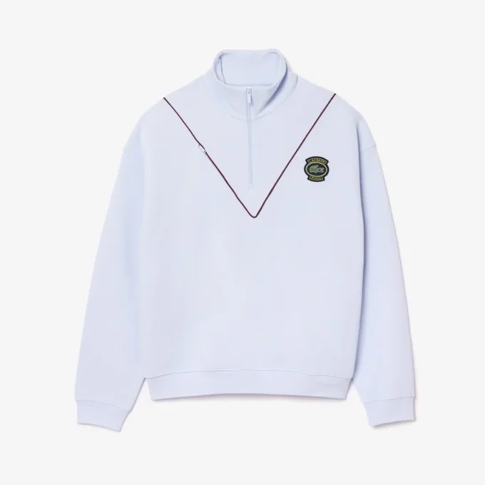 Sudadera de piqué con cuello de cremallera y corte holgado para hombre