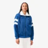 Sudadera oversize de satén con rayas pointelle para mujer