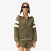 Sudadera oversize de satén con rayas Pointelle para mujer