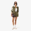 Sudadera oversize de satén con rayas Pointelle para mujer