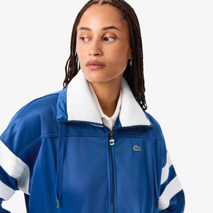 Sudadera oversize de satén con rayas pointelle para mujer