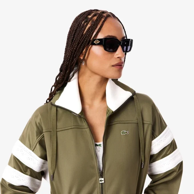 Sudadera oversize de satén con rayas Pointelle para mujer