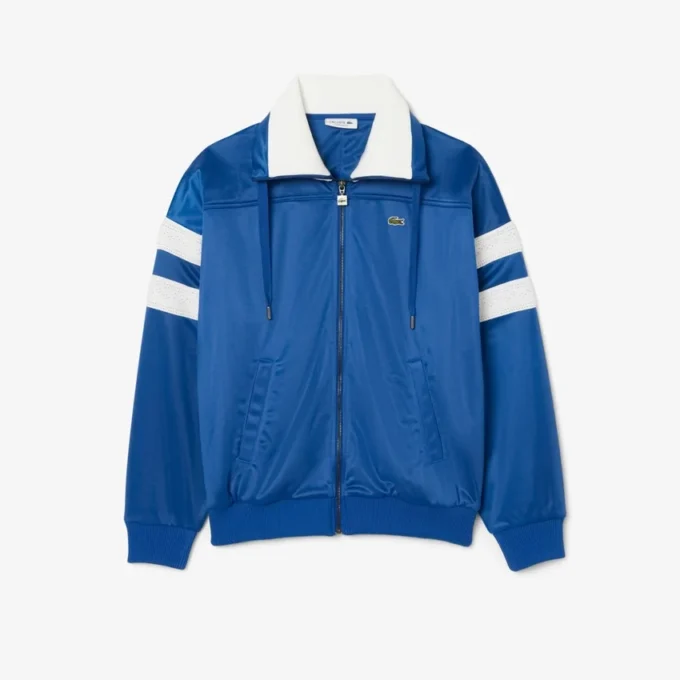 Sudadera oversize de satén con rayas pointelle para mujer
