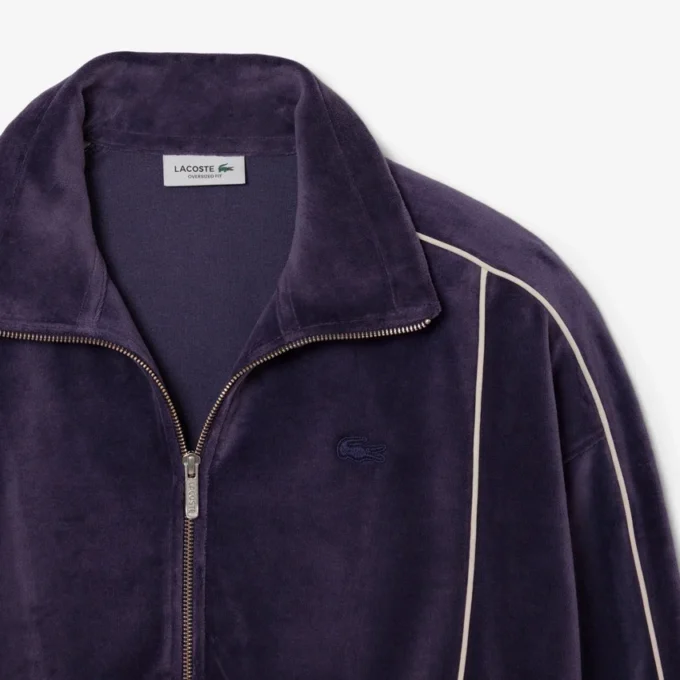 Sudadera oversize de terciopelo con cremallera para mujer