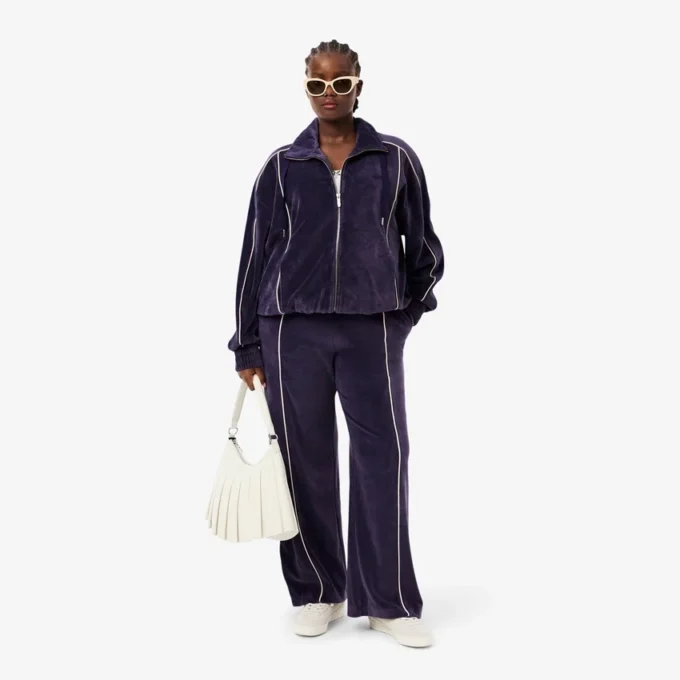 Sudadera oversize de terciopelo con cremallera para mujer