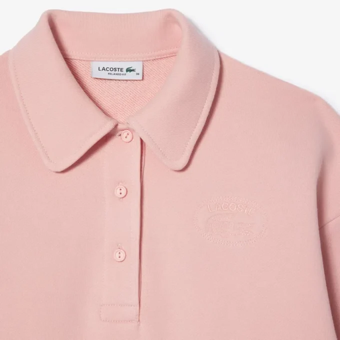 Sudadera polo bordada de corte holgado para mujer