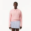 Sudadera polo bordada de corte holgado para mujer