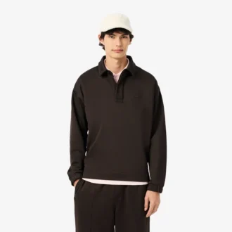 Sudadera polo de felpa de corte holgado para hombre