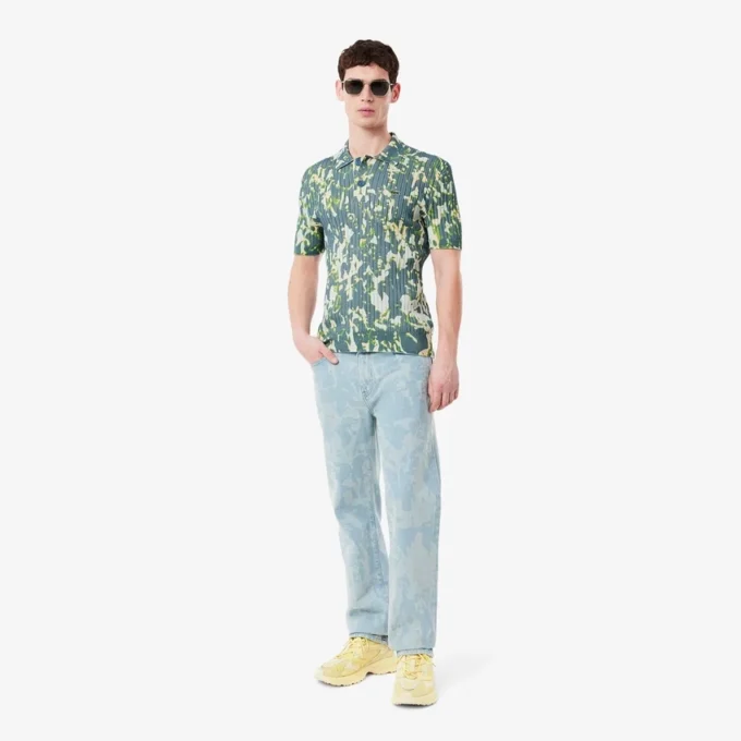 Vaqueros de denim con estampado y corte recto para hombre