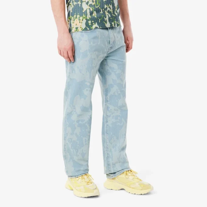 Vaqueros de denim con estampado y corte recto para hombre