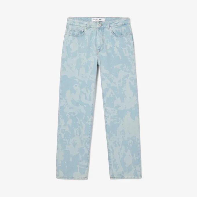 Vaqueros de denim con estampado y corte recto para hombre