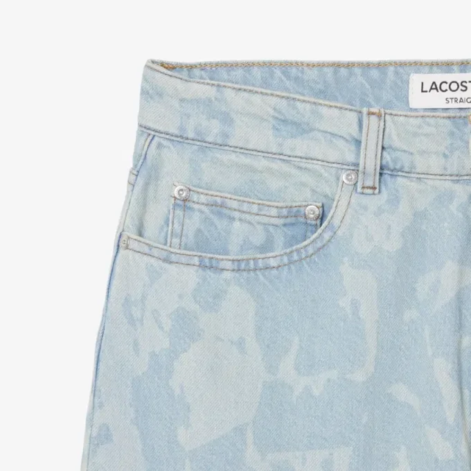 Vaqueros de denim con estampado y corte recto para hombre