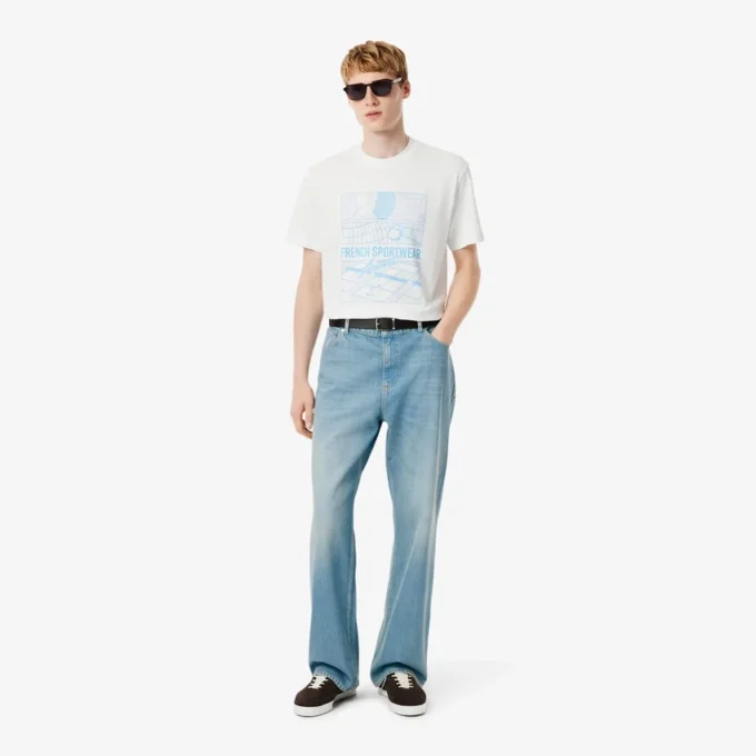 Vaqueros de denim de corte holgado con 5 bolsillos para hombre