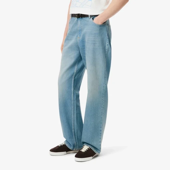 Vaqueros de denim de corte holgado con 5 bolsillos para hombre