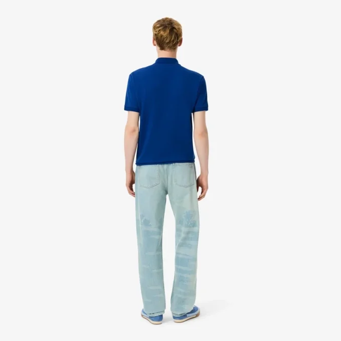 Vaqueros de denim de corte recto con motivo paisajístico para hombre