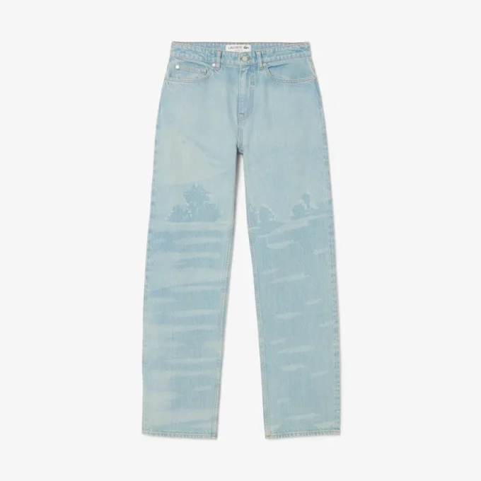 Vaqueros de denim de corte recto con motivo paisajístico para hombre