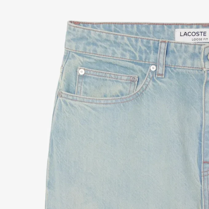 Vaqueros de denim de corte recto con motivo paisajístico para hombre