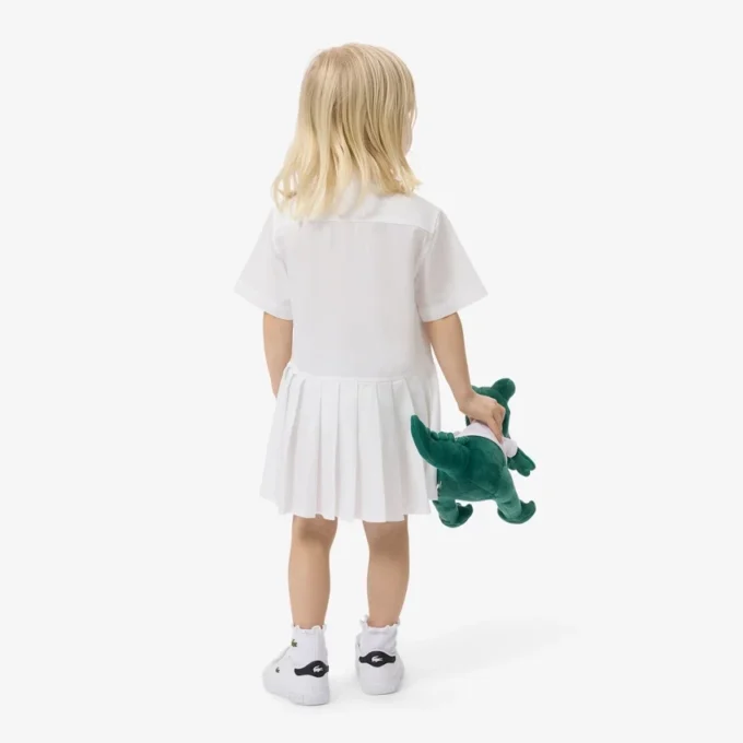 Vestido camisero con falda plisada de popelín