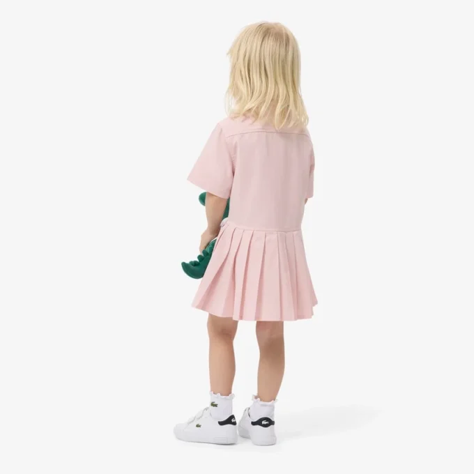 Vestido camisero con falda plisada de popelín
