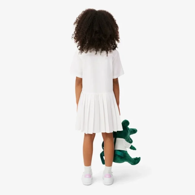 Vestido camisero con falda plisada de popelín