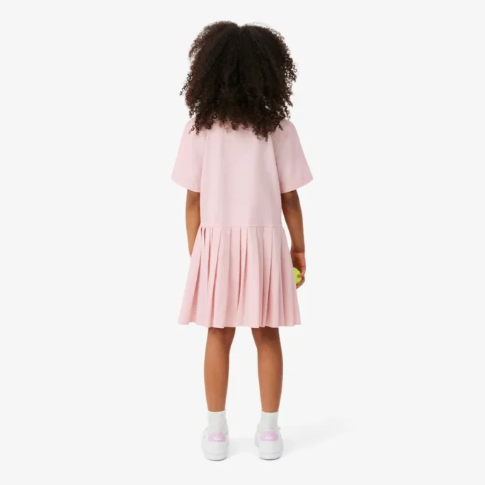 Vestido camisero con falda plisada de popelín
