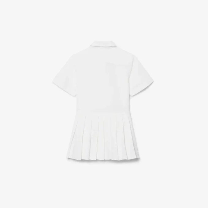 Vestido camisero con falda plisada de popelín