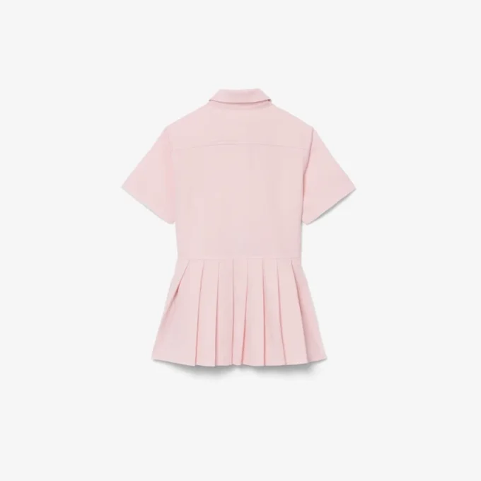 Vestido camisero con falda plisada de popelín