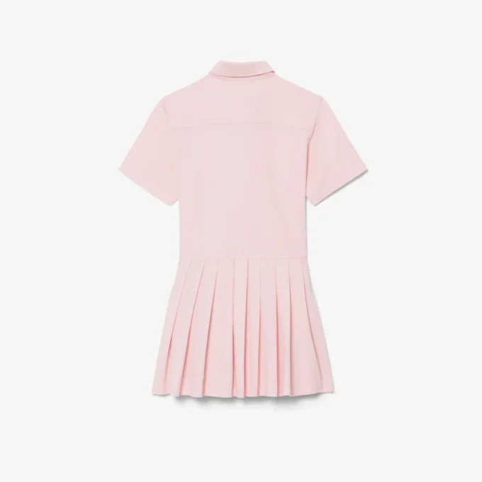 Vestido camisero con falda plisada de popelín