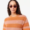 Vestido camiseta de punto de malla a rayas