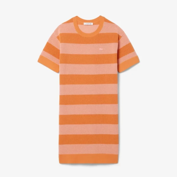 Vestido camiseta de punto de malla a rayas