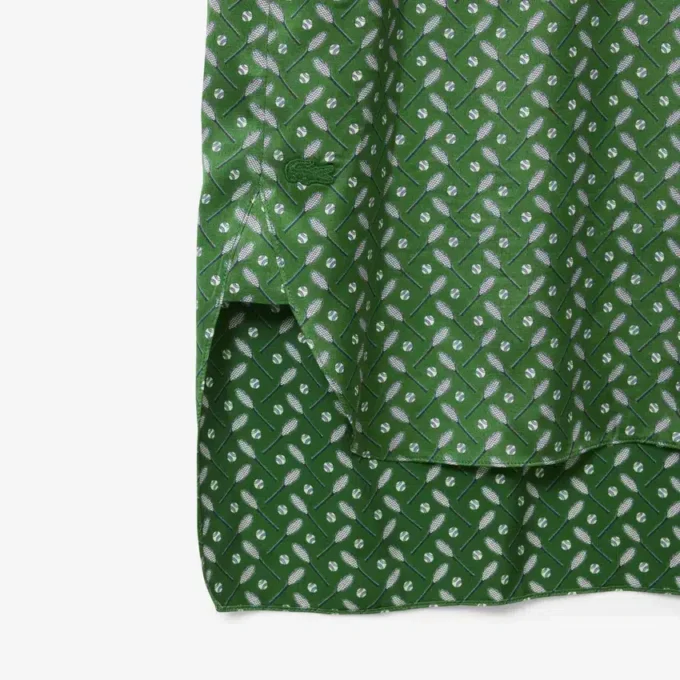 Vestido con cuello de pañuelo de satén estampado de pasarela