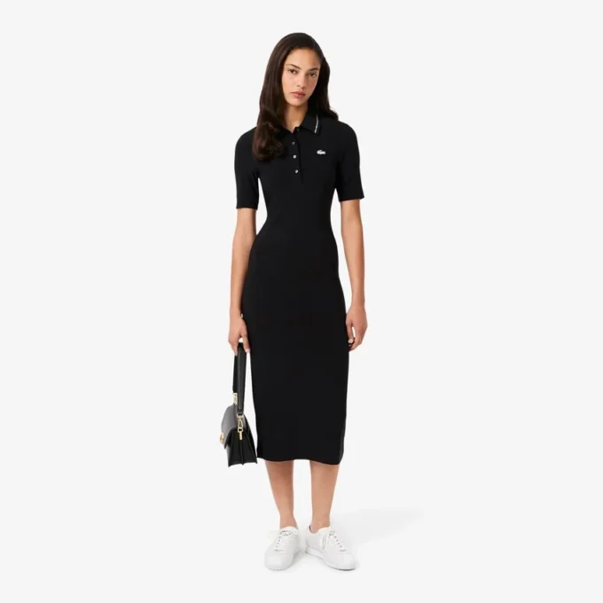 Vestido de mujer con cuello polo y estampado de cocodrilo Diamanta, corte entallado