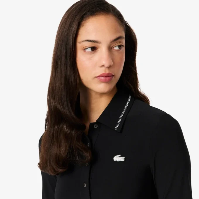 Vestido de mujer con cuello polo y estampado de cocodrilo Diamanta, corte entallado