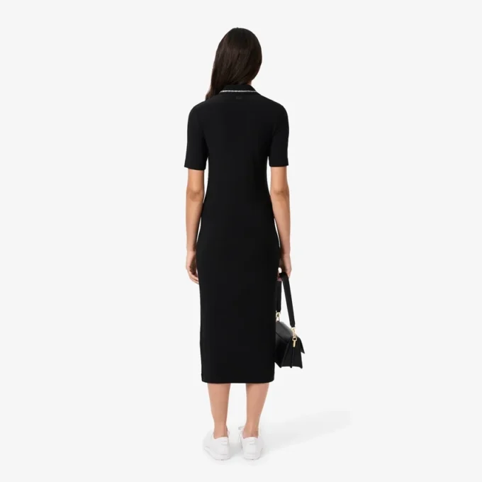 Vestido de mujer con cuello polo y estampado de cocodrilo Diamanta, corte entallado