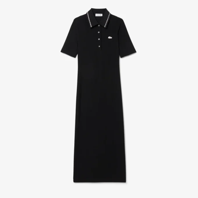 Vestido de mujer con cuello polo y estampado de cocodrilo Diamanta, corte entallado