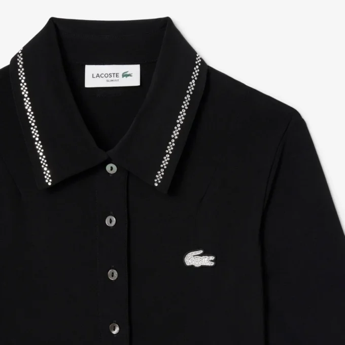 Vestido de mujer con cuello polo y estampado de cocodrilo Diamanta, corte entallado