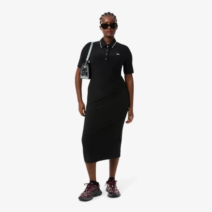 Vestido de mujer con cuello polo y estampado de cocodrilo Diamanta, corte entallado