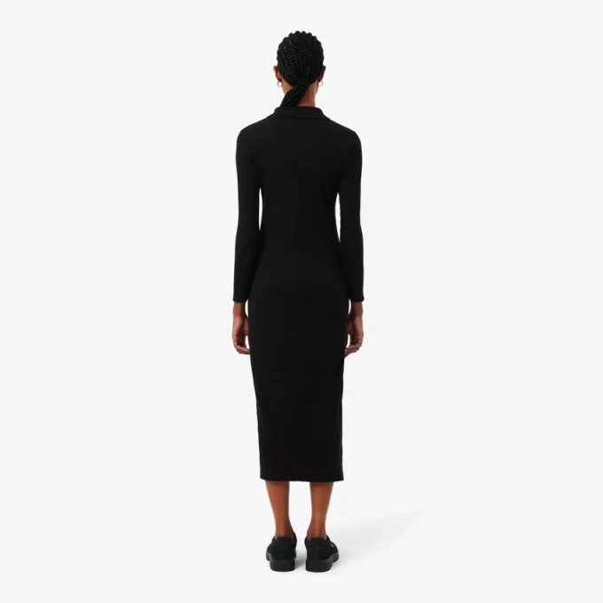 Vestido de mujer de corte ajustado con cuello polo de algodón acanalado