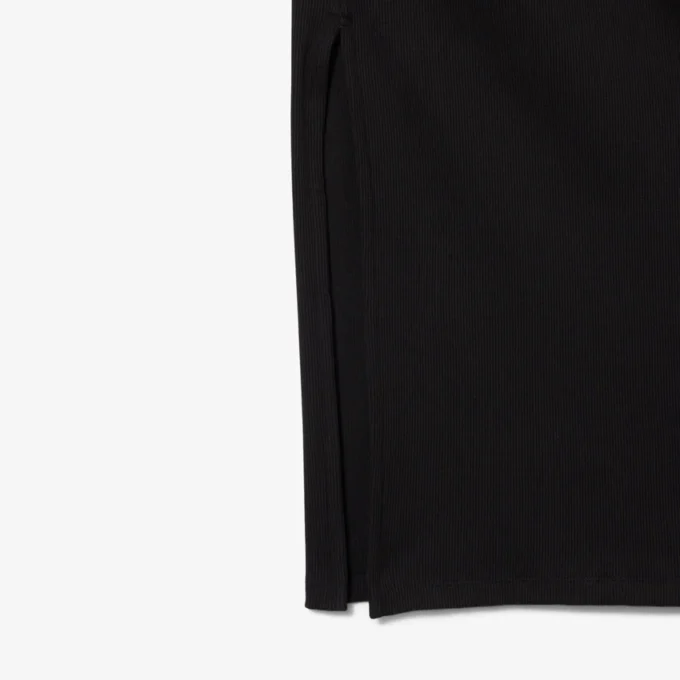 Vestido de mujer de corte ajustado con cuello polo de algodón acanalado