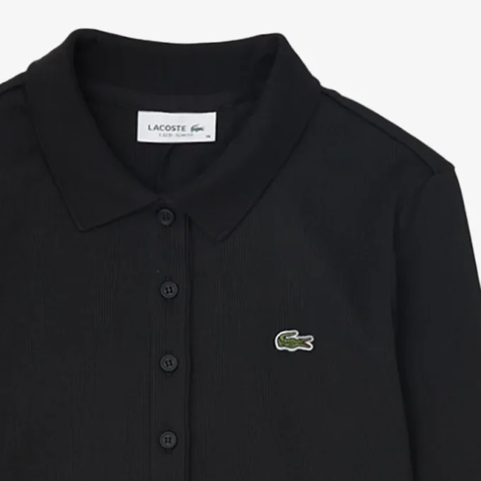 Vestido de mujer de corte ajustado con cuello polo de algodón acanalado