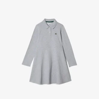 Vestido de polo de manga larga elástico de piqué para niño