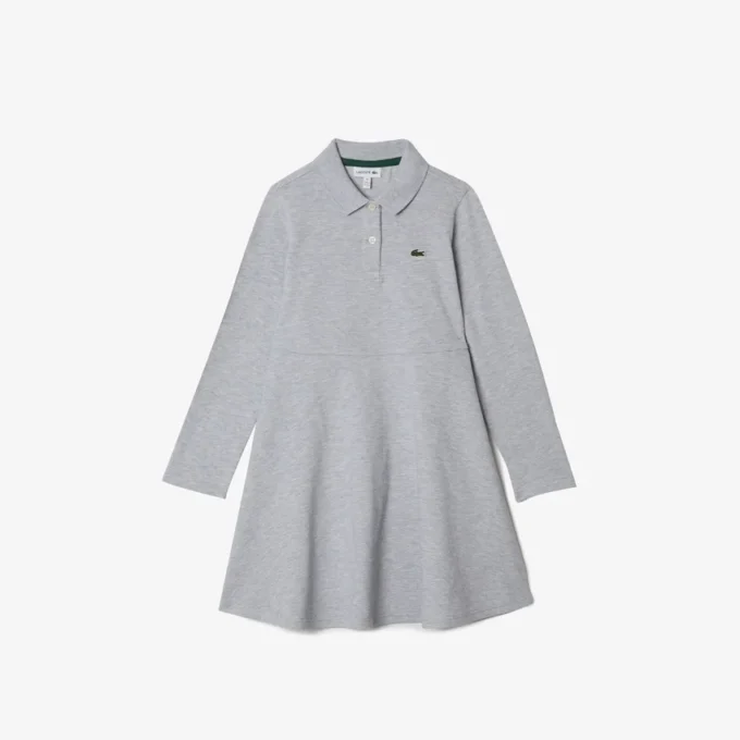 Vestido de polo de manga larga elástico de piqué para niño